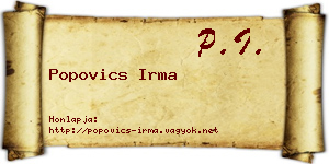 Popovics Irma névjegykártya
