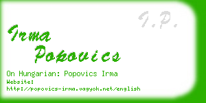 irma popovics business card